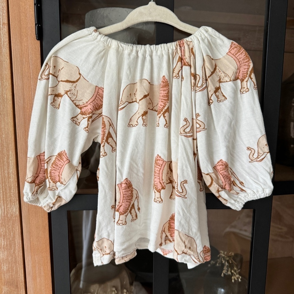Milkbarn Bamboo Elephants Tutu Print Dress Tunic Top Long Sleeve Baby Girl